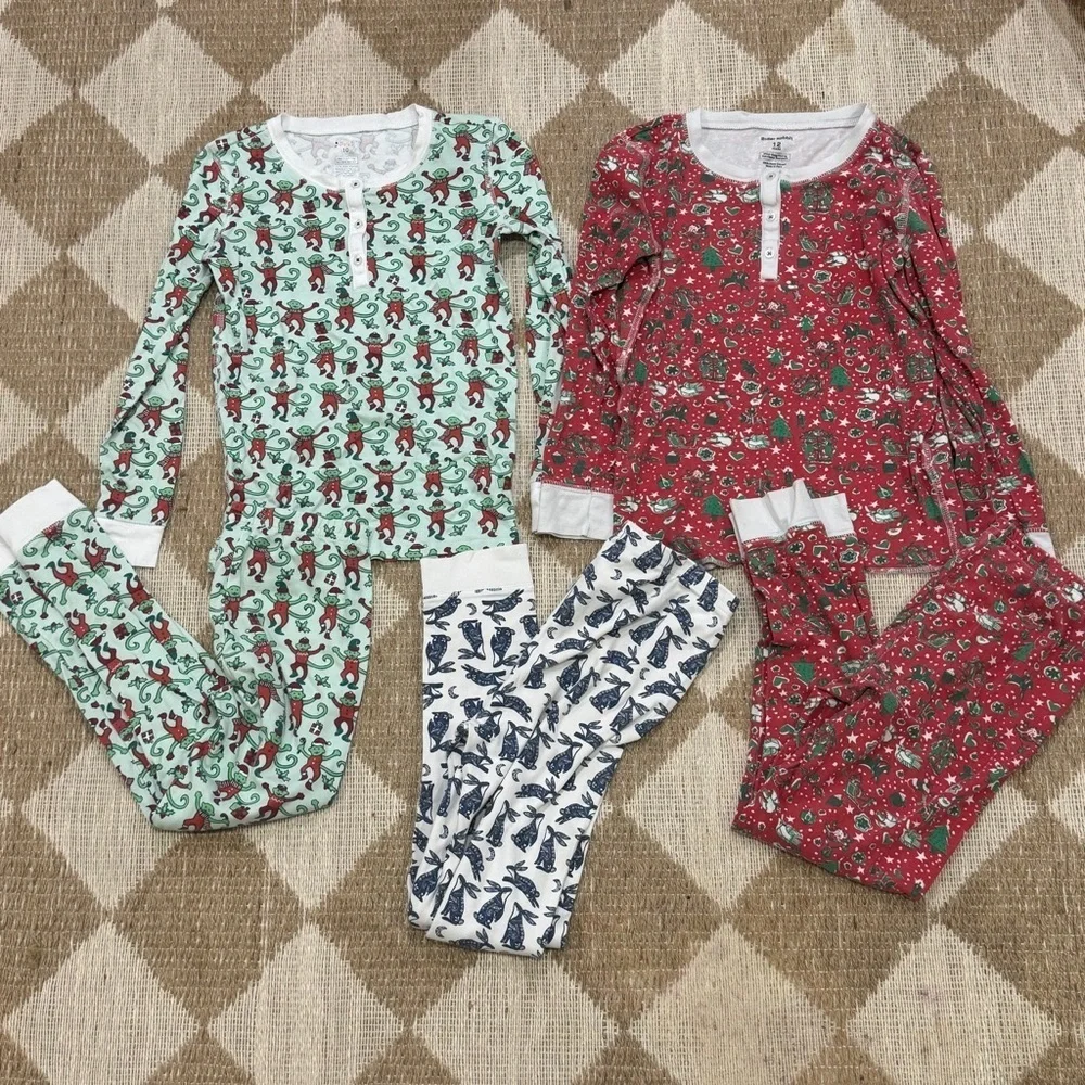BUNDLE Roller Rabbit pajamas set unisex kids tween monkey henley pima pants